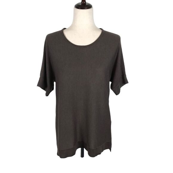 Eileen Fisher oversized chocolate brown knit round neck high-low sweater XS - Picture 2 of 8